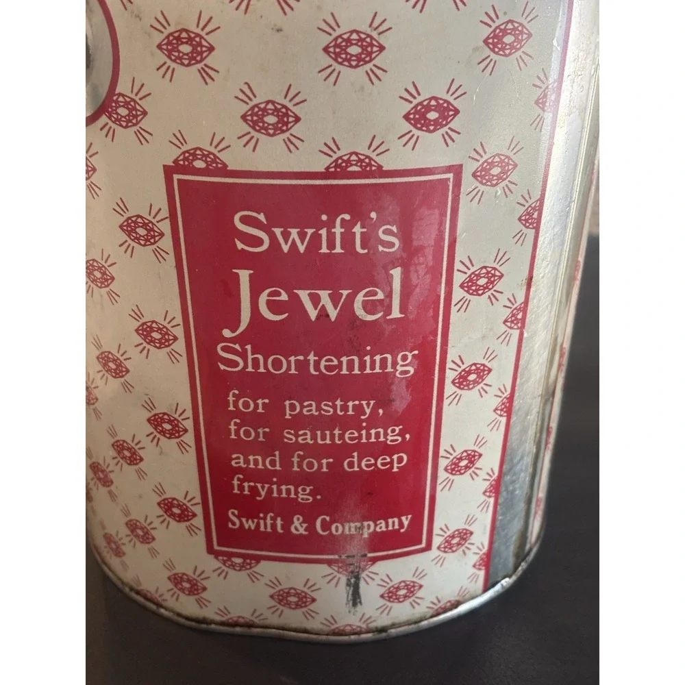 Vtg Swift's Jewel Shortening Bucket Pail Tin Can 8.25